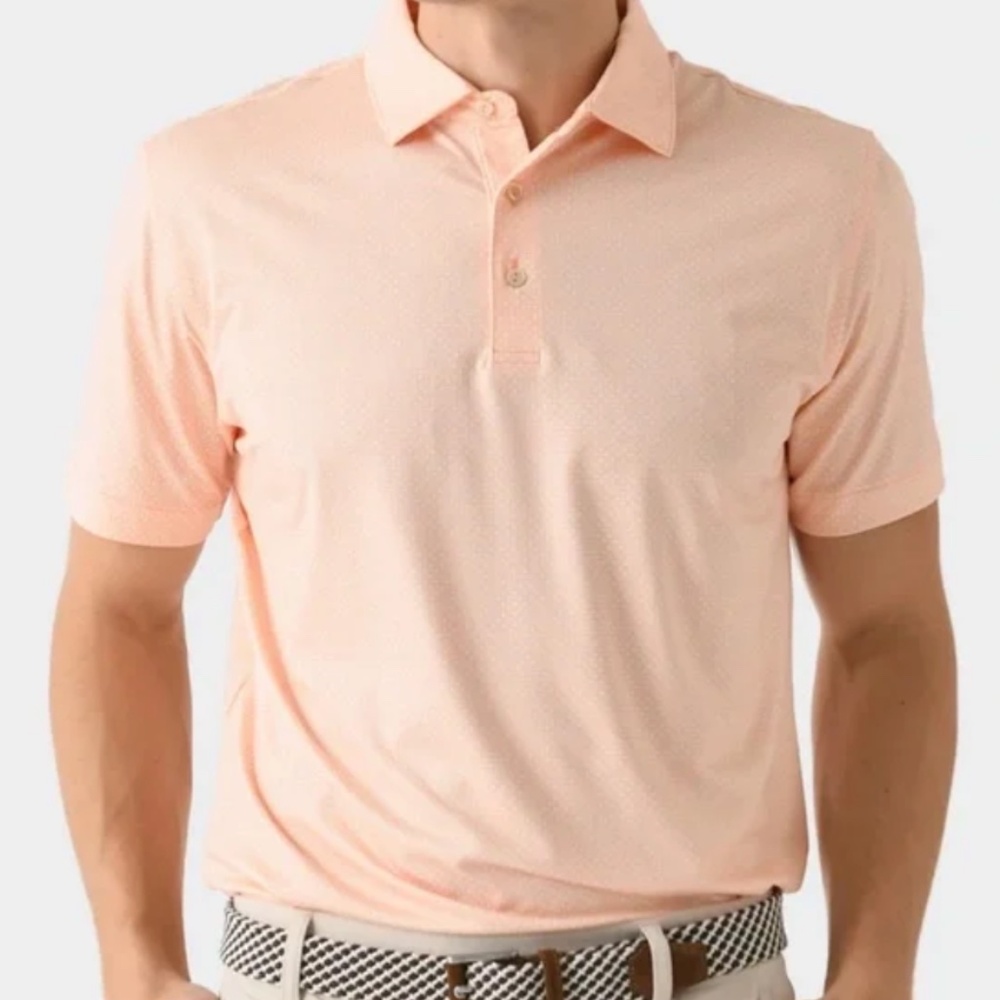 Peter Millar Summer Comfort Tesseract Performance Jersey Polo Orange